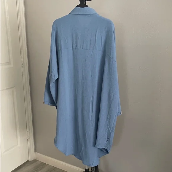 Blue Button-Up Swimsuit Cover-Up/Dress - Picture 10 of 10